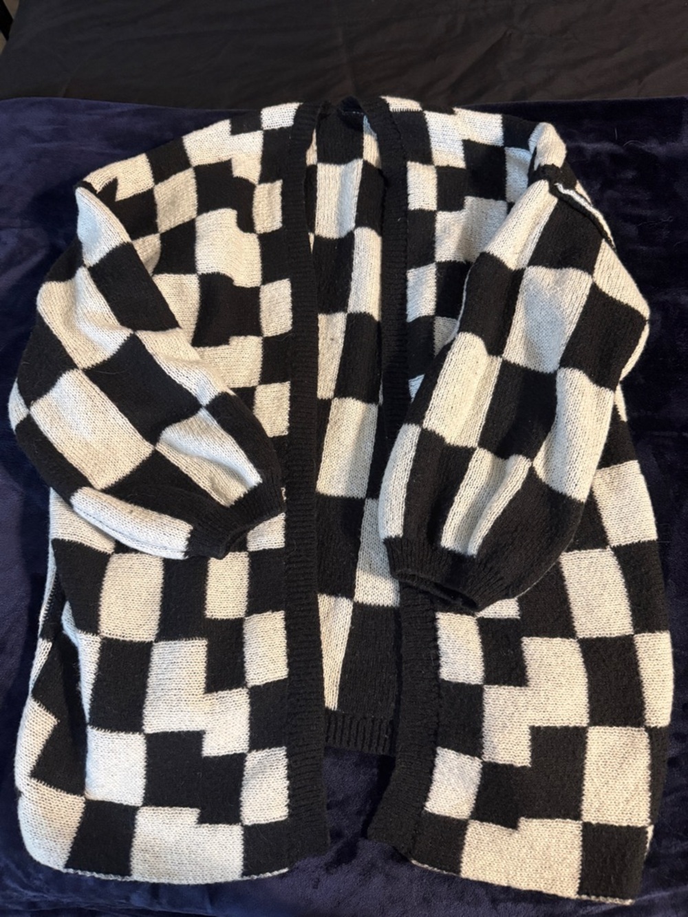 Checkerboard Knit Cardigan